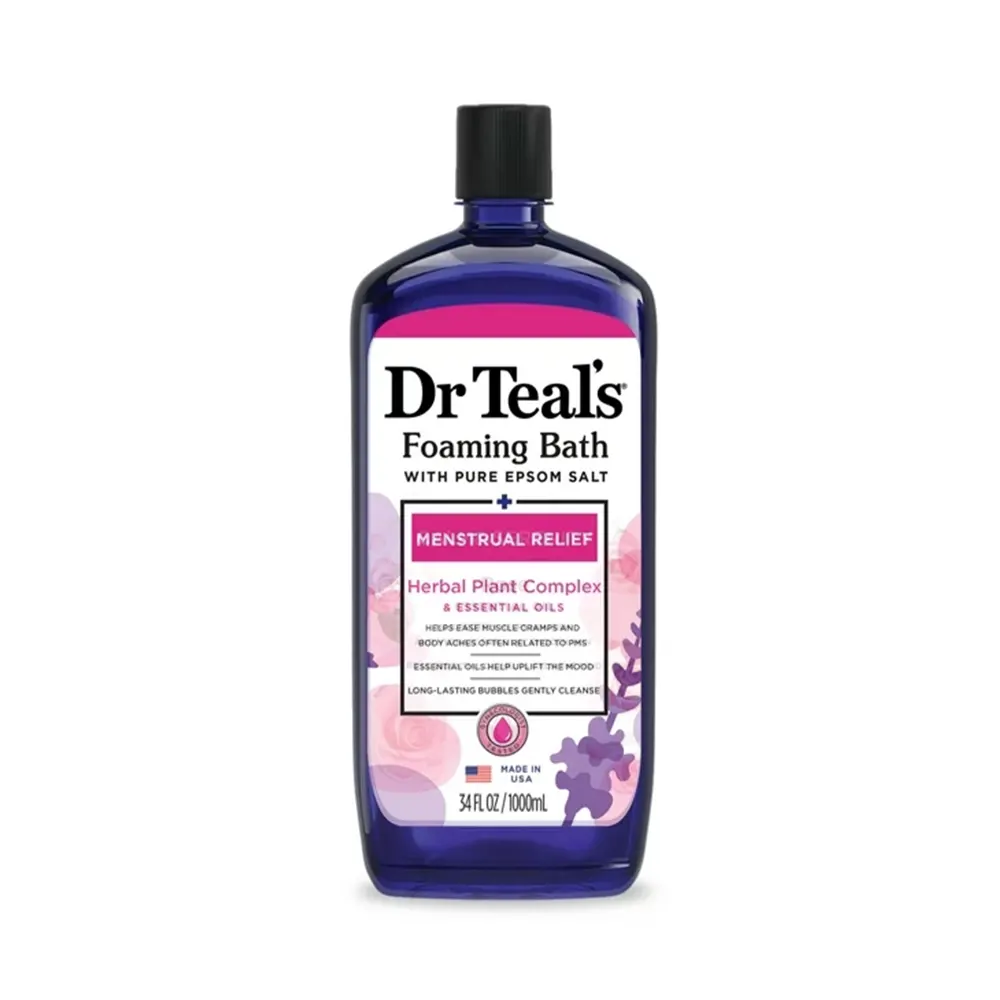Dr Teal's Menstrual Relief Foaming Bath with Epsom Salt & Herbal Plant Complex 1L