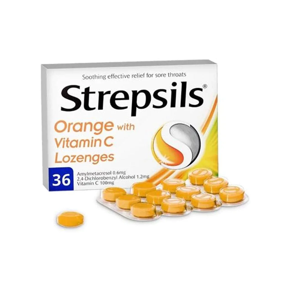 Strepsils Orange with Vitamin C Lozenges 36'